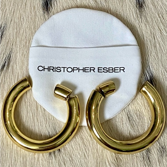 CHRISTOPHER ESBER REVERSED MAGNUM HOOPS, GOLD - Picture 5 of 12
